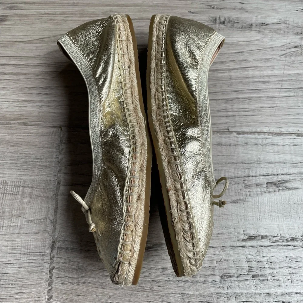 Kate Spade Clubhouse Espadrille Flats Gold Leather *damaged* priced accord SZ 6